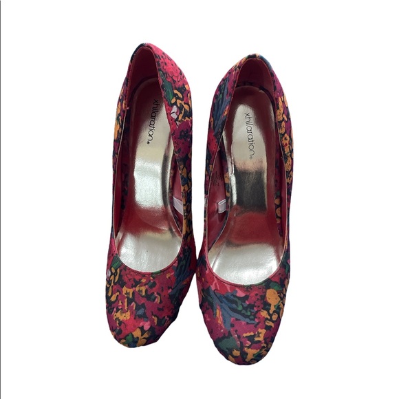 👠 Gorgeous platform heels with a colourful floral pattern size 7.5 - Picture 3 of 8